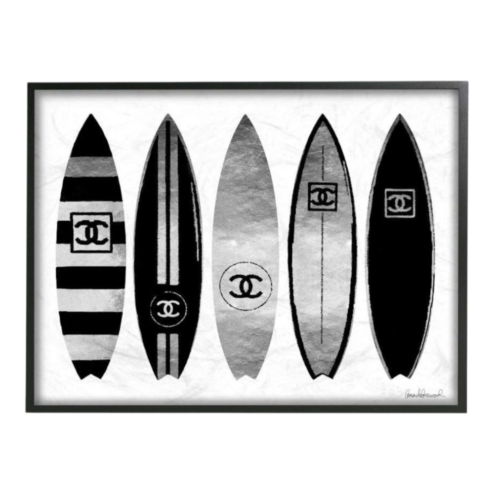NIP CHANEL Framed Monochrome Surfboard Art | Licensed By Amanda Greenwood